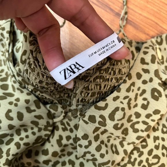 Zara Leopard Print Slip Dress – Pistachio Green – Spaghetti Strap – Size m - Picture 4 of 5